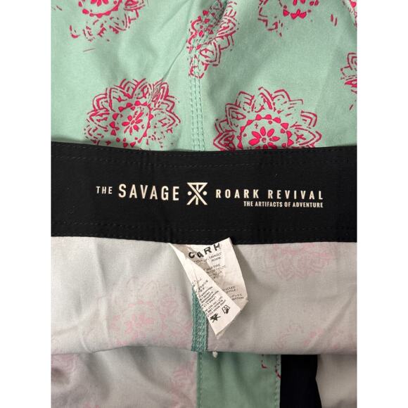 Roark Shorts 38 Mens Savage Green Floral Print Board Swim Trunks - Picture 7 of 8